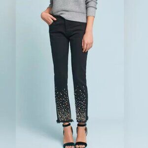Anthropologie Pilcro & the Letterpress Rhinestone Black Cropped Jeans Size 28P